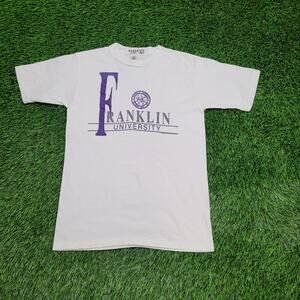 Vintage 1990 Franklin University Shirt Women S/M 17X25 White